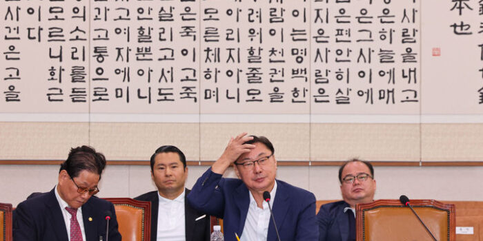 [서울=뉴시스] 권창회 기자 = 이화영 전 경기도 평화부지사가 2일 오전 서울 여의도 국회에서 열린 법제사법위원회에서 열린 박상용 수원지검 부부장검사 탄핵소추사건 조사 청문회에 출석해 머리를 쓸어넘기고 있다. 2024.10.02. kch0523@newsis.com